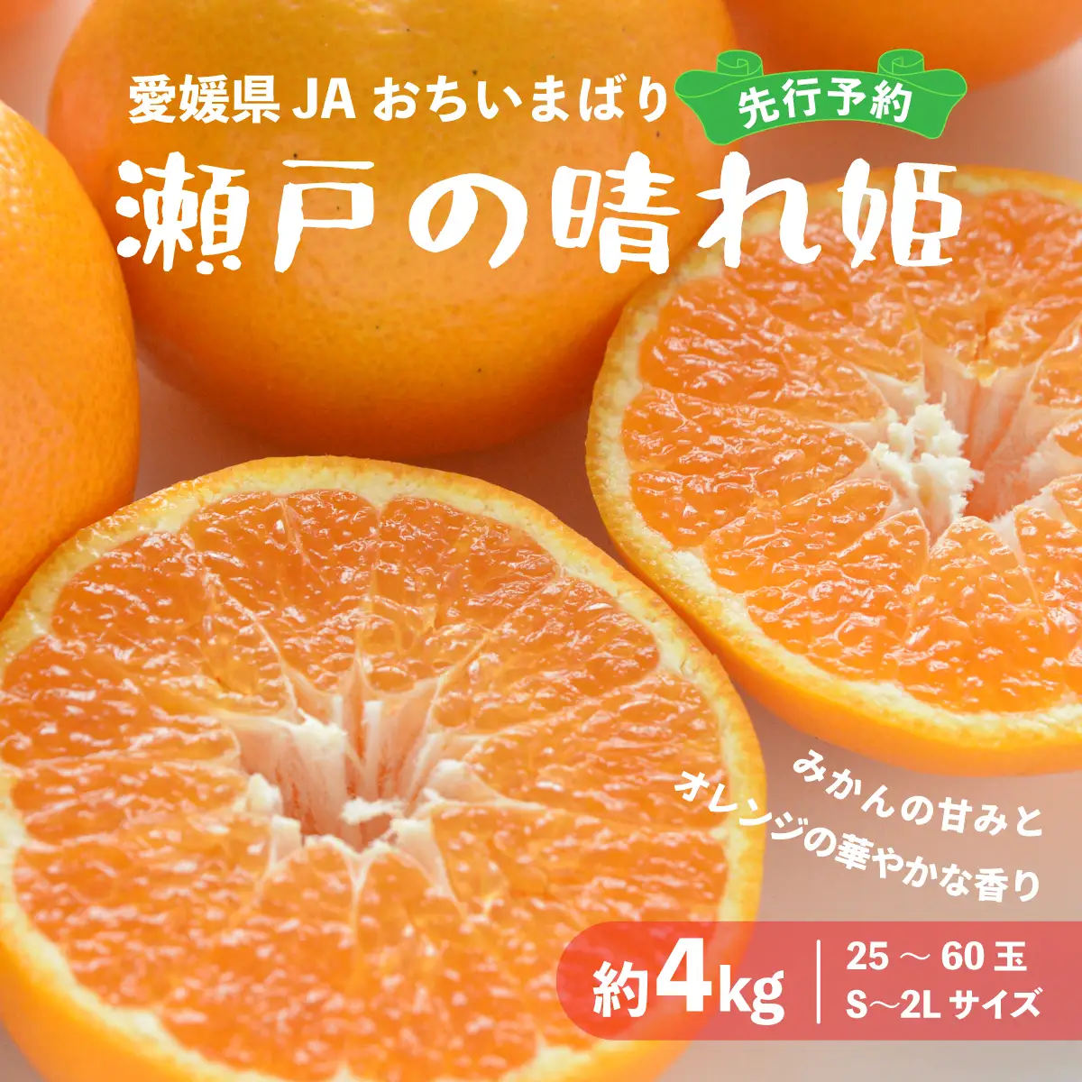 みかん 【先行受付】瀬戸の晴れ姫　2L～Sサイズ　4kg(25～60玉)　愛媛県