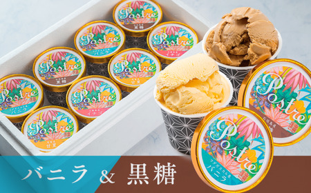 【バニラ＆黒糖】２種のアイスクリーム ８個セット｜すし処 一重 尾鷲 お取り寄せ デザート アイス クリーム 冷凍 ふるさと納税 IJ-48
