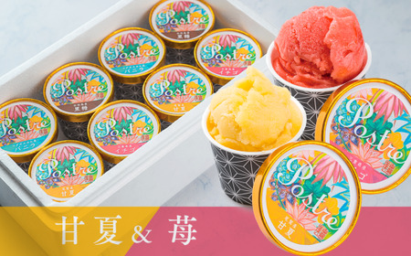 《数量限定》【甘夏＆苺】２種のフルーツシャーベット ８個セット｜すし処 一重 尾鷲 甘夏 苺 お取り寄せ デザート シャーベット アイス クリーム 冷凍 ふるさと納税 IJ-50
