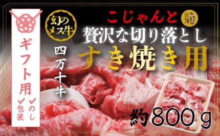 【ギフト用（包装・のし対応）】26-018G．幻のメス牛　四万十牛こじゃんと贅沢な切り落とし（すき焼き・800ｇ）