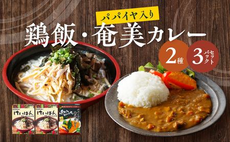 鶏飯 ・ パパイヤ 入り 奄美 カレー セット A003-006 レトルト 総菜 惣菜 島料理 伝統料理 ソウルフード おもてなし料理 ごはん 手軽 時短 三環舎 ふるさと納税 鹿児島 奄美市 おすすめ ランキング プレゼント ギフト
