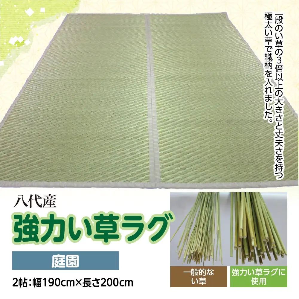 強力い草ラグ【庭園】2帖 幅190cm×長さ200cm 八代市産