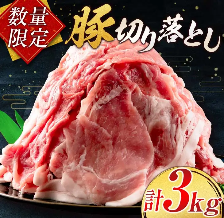 小分けで便利 数量限定 豚 切り落とし 計3kg お肉 豚肉 ポーク 国産 小分け 真空パック 個包装 万能食材 おすすめ おかず 食品 炒め物 お弁当 豚丼 豚しゃぶ しゃぶしゃぶ 焼肉 お祝い 記念日 ギフト 贈り物 贈答 プレゼント おすそ分け 宮崎県 日南市 送料無料_BD95-24