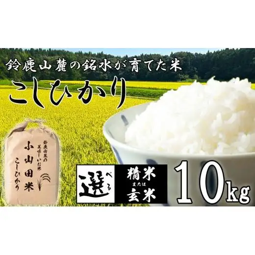 こしひかり 10kg 鈴鹿山麓の銘水が育てた米、米どころ三重県産小山田地区「こしひかり（精米）」10kg 小山田米
