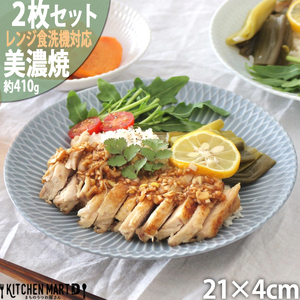 【美濃焼】 さざなみ 21深皿 ブルーグレー 2枚セット 瑞浪市 / JS企画 皿 お皿 プレート 食器 プレート パスタ皿 そば皿 [AZAZ087]