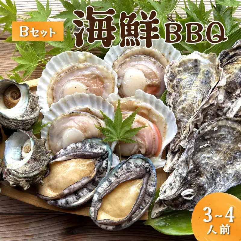 大満足！京丹後・海鮮BBQ　Bセット　貝づくし蒸しアワビ付　4種14品（3～4人前）（2026年4月中旬～発送） 魚介 さざえ 蠑螺 カキ かき ほたて エビ 海老 あわび 鮑 バーベキューキャンプ アウトドア ふるさと納税 海鮮BBQ
