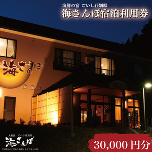 海さんぽ 宿泊ギフト券 30,000円分 旅館 海 会席料理 魚介類 海鮮 絶景 宿泊券 旅館 ホテル Hotel stay 宿泊 旅行 観光 trip チケット ticket ちけっと 大船渡 岩手県 三陸