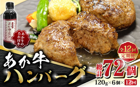 【全12回定期便】あか牛 100％ハンバーグ セット 120g×6個【有限会社 三協畜産】 国産 赤身 赤牛 褐牛 あかうし [ZEB083]