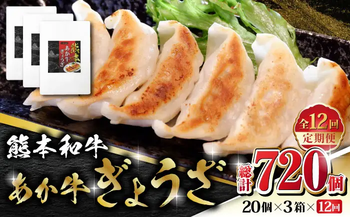 【全12回定期便】熊本和牛 あか牛ぎょうざ 20個×3箱【有限会社 三協畜産】 国産  餃子 ぎょうざ ギョウザ [ZEB092]