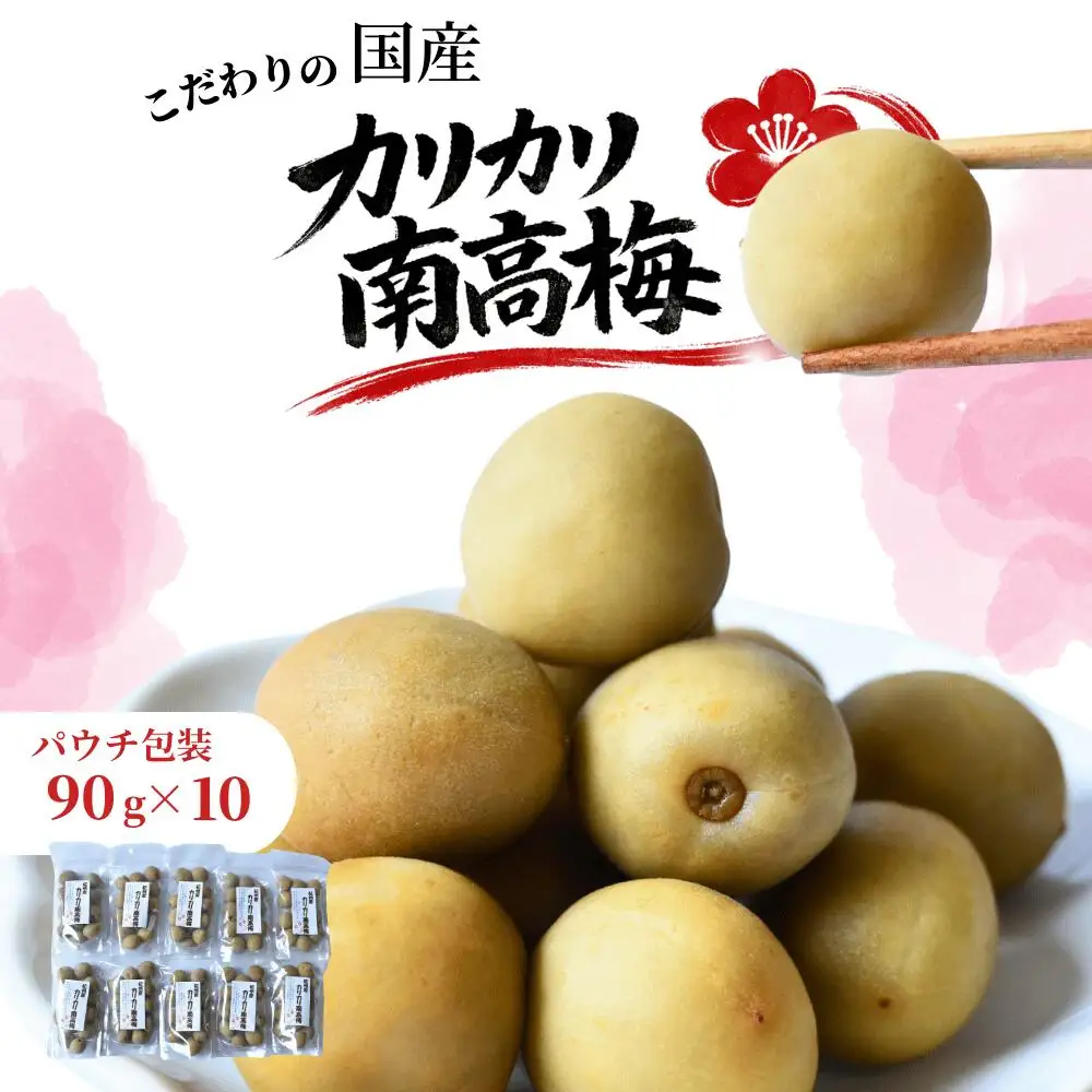 紀州産かりかり南高梅　90g×10個　hjumys015A【hjumys015A】