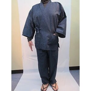 男性用紳士作務衣 (紬織無地) 紺地 M ／ 寺井布帛製造所 くつろぎ着 普段着 和装 奈良県 田原本町