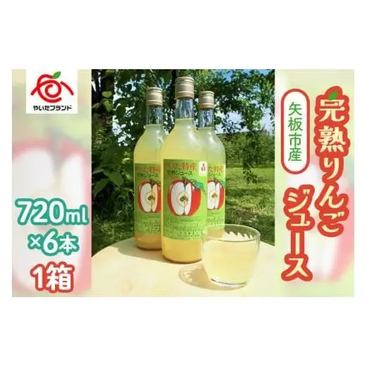 矢板市産 完熟りんごジュース《720ml×6本 1箱》｜林檎 リンゴ 果汁100% 産地直送  