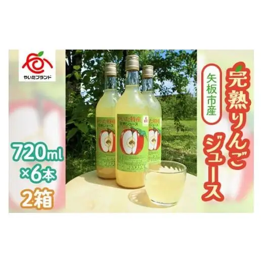 矢板市産 完熟りんごジュース《720ml×6本 2箱》｜林檎 リンゴ 果汁100% 産地直送  