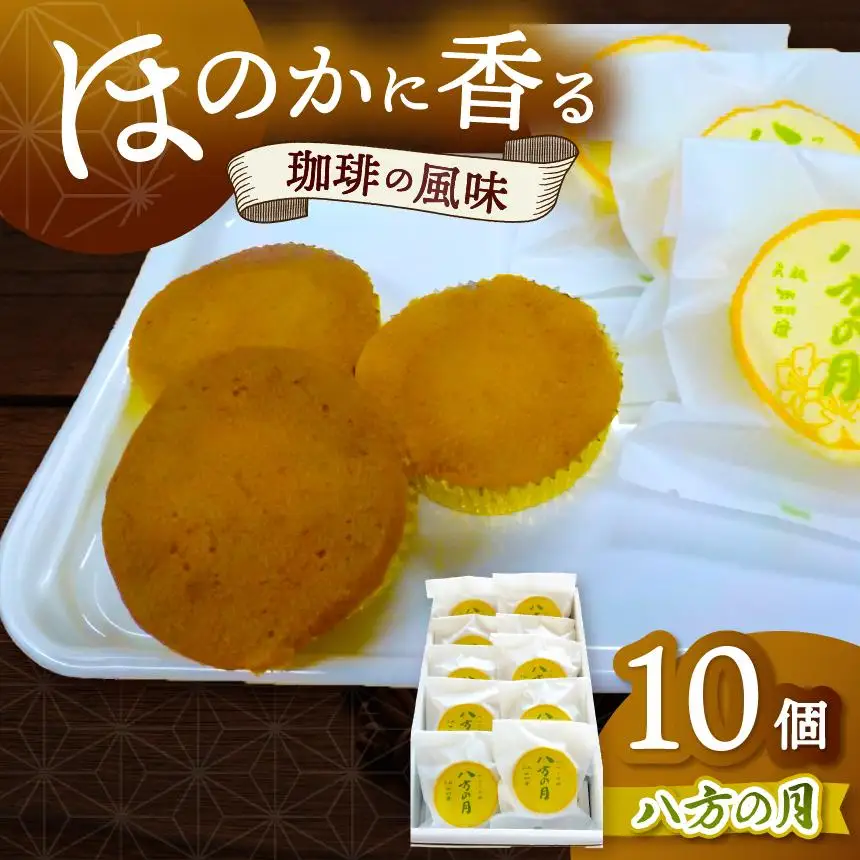 つつじの郷 八方の月 1箱 (10個入)｜銘菓 焼菓子 和菓子 スポンジ コーヒー餡 