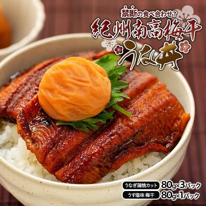 紀州南高梅うな丼 うなぎ蒲焼 240g  × 紀州南高梅干  80g うす塩味 塩分10％  約3人前 うなぎ 鰻