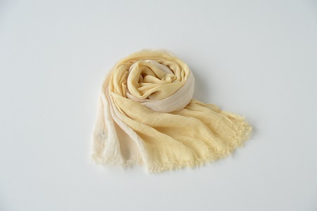 草木染 オーガニックコットン ストール 半染め（イエロー）【I000360Y】