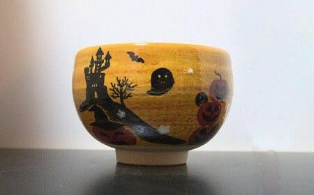 【伝統工芸品 清水焼】 「京絵付け茶碗（ハロウィン）」茶碗 焼き物 陶器 陶芸 
