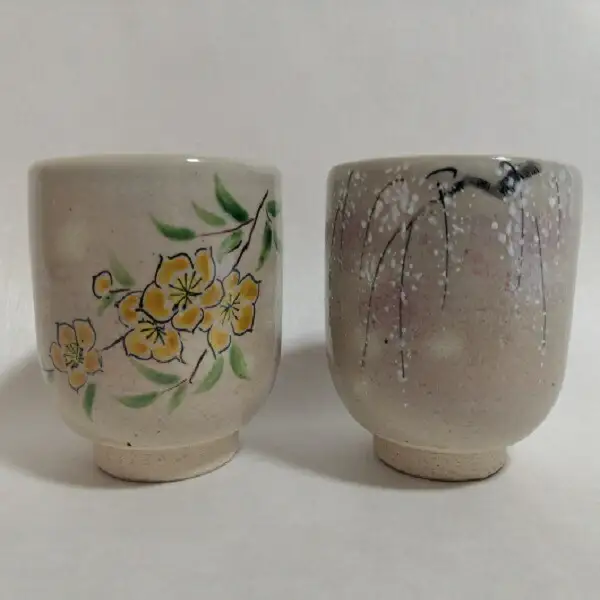 【伝統工芸品 清水焼】湯呑み 「しだれ桜・山吹」（湯呑 伝統工芸湯呑み 湯呑）