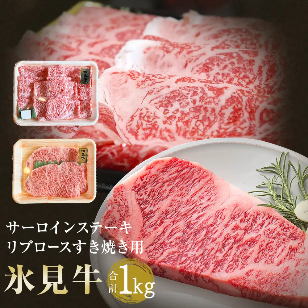 氷見牛サーロインステーキ250g×2＆氷見牛リブロースすき焼き用500g　【牛肉・お肉】