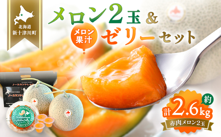 【数量限定】 赤肉メロン２玉・ミニメロンゼリーセット【令和8年７月～８月上旬発送】【1201707】