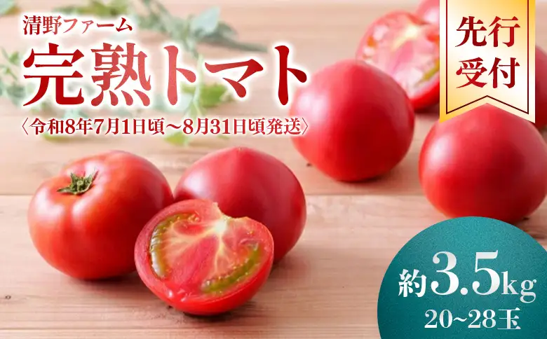 《先行受付》清野ファームの完熟トマト 20～28玉（約3.5kg）【令和8年7月1日頃～8月31日頃発送】【1800102】