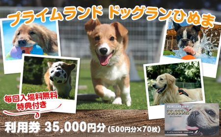 360 プライムランド ドッグランひぬま 利用券 35,000円分 毎回入場料無料特典付き