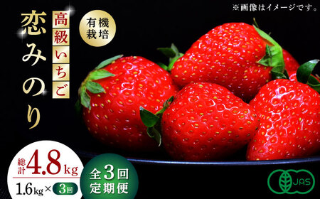 【先行予約】 高級いちご先行予約3回定期 恋みのり約1600g(200g×8) 有機栽培いちご苺ストロベリーZBB010