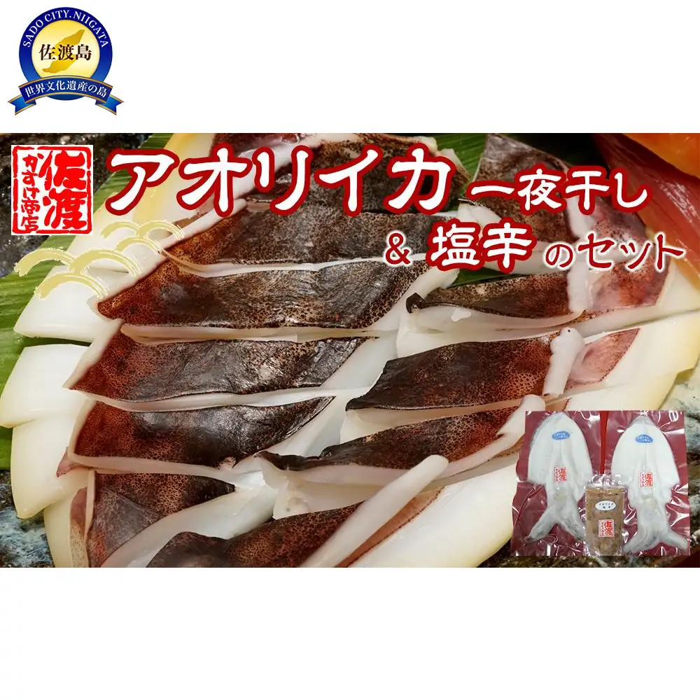 佐渡産 アオリイカ一夜干し1～3袋&塩辛1袋のセット