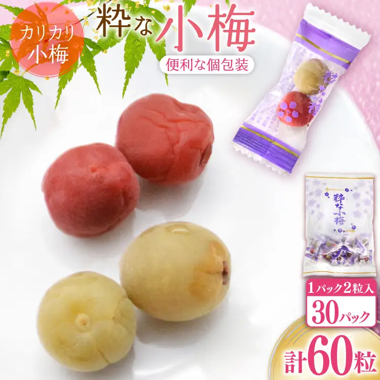 【やばいだろ】粋な小梅 2粒×30 計60粒 カリカリ梅干し 国産 個包装 [山梨農産食品 山梨県 韮崎市 20743176]