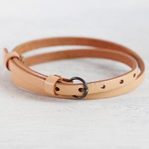 【イタリアンレース 2重巻きブレスレット】スリムでクールなレザーアクセサリー レザーカラー：ヌメ WL004 ヌメ ブレスレット
