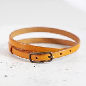 【栃木レザー 2重巻きブレスレット】スリムでクラシカルなレザーアクセサリー レザーカラー：蜜柑 WL005 蜜柑 ブレスレット