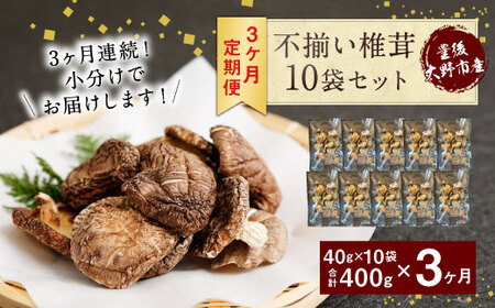 015-961x1【定期便3ヶ月連続発送】不揃い 椎茸 10袋×3回