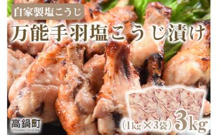 ＜万能手羽塩こうじ漬け 3kg（1kg×3袋）＞翌々月末迄に順次出荷 【c812_bn_x3】