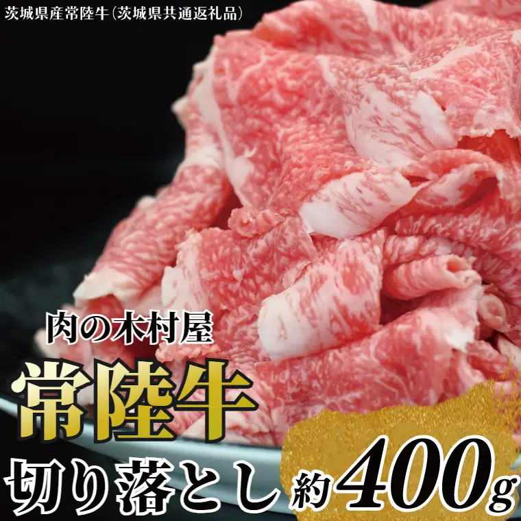 黒毛和牛 「常陸牛」 切り落とし 約400g （茨城県共通返礼品・茨城県産）ブランド牛 銘柄牛 常陸牛 牛 牛肉 肉 切落し 切落とし 茨城 茨城県産 国産 冷凍 焼肉 BBQ_DS001