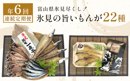 〈6ヶ月連続定期便〉 富山県氷見尽くし！「氷見ぶり」「氷見産干物」「氷見産昆布〆お刺身」「氷見うどん」「ほたるいか」など氷見の旨いもんが22種！