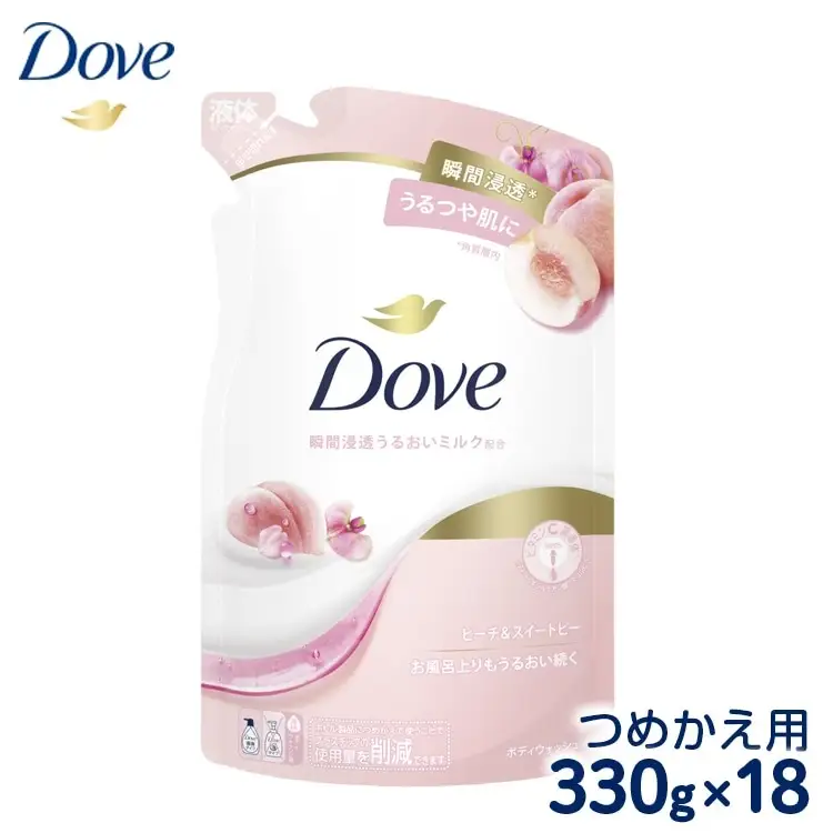 ダヴ ボディウォッシュ ピーチ＆スイートピー つめかえ用 330g×18 ◇ 石鹸・ボディーソープ せっけん