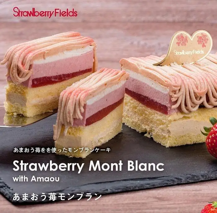 【福岡市】あまおう苺モンブランケーキ 1個（15cm×7.5cm×5.5cm）ストロベリーフィールズ | モンブラン 栗 冷凍 スイーツ デザート おすすめ 人気 ギフト プレゼント 福岡市 返礼品