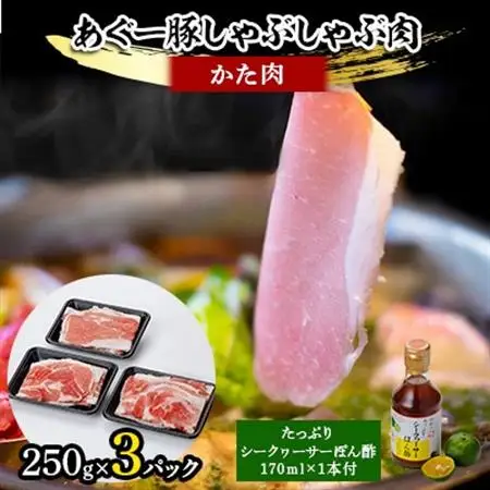 あぐー豚しゃぶしゃぶ肉(かた肉)250g×3パック　タレ付【配送不可地域：離島】【1026491】