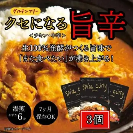 発酵スパイスカレー3個 ★5種のスパイスと白山麓のW発酵 芳醇な香り＆クセになる旨辛 グルテンフリー_惣菜・加工品 カレー  _【配送不可地域：離島】【1376651】
