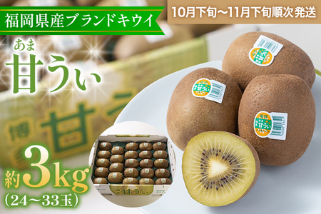 福岡県産ブランドキウイ「甘うぃ」約3kg(24-33玉)