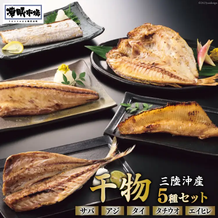 日本贈りめし×凍眠市場 三陸産干物 5種セット 計900g（さば 300g アジ 150g タイ 150g タチウオ 200g エイヒレ 100g） [シャディ 宮城県 気仙沼市 20564031]