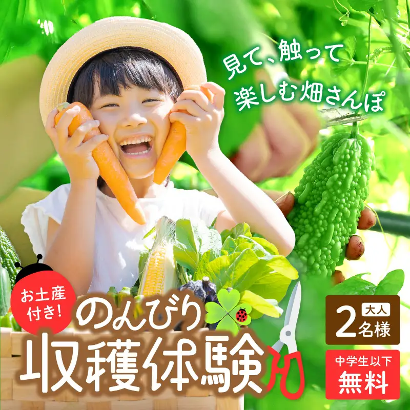 オーガニックファームでのんびり過ごそう！収穫体験&お土産付き(2名様分)