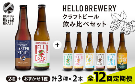 【全12回定期便】【 3種 飲み比べ 】糸島 クラフト ビール 瓶 詰め合わせ 6本 セット 糸島市 / HELLO BREWERY 地ビール ビール [AGM004]