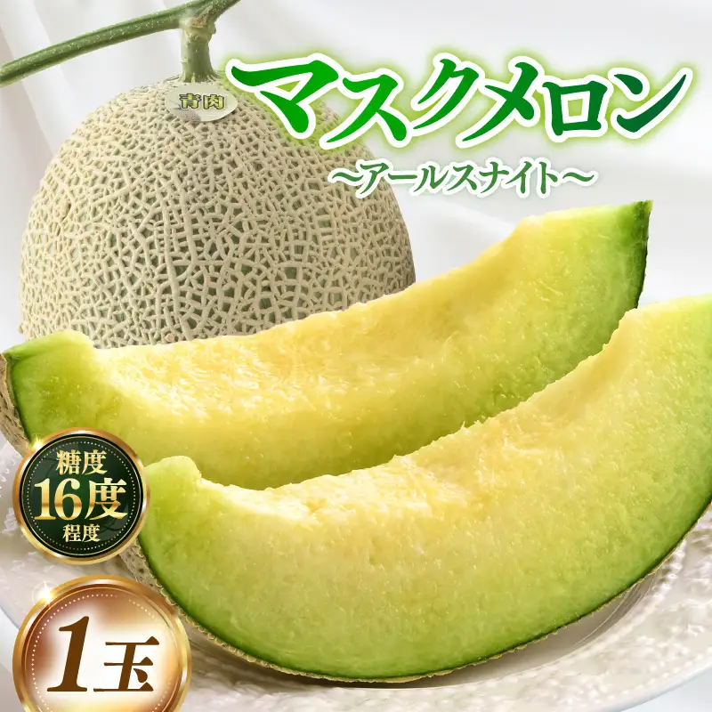 【先行予約】青肉アールスナイトメロン 秀品 1玉（1.5kg以上）【アールス系青肉メロン】《糖度16度程度！1株1果採りで育てる高級メロン！》／ 果物 フルーツ 農家直送 青肉 マスクメロン アールスメロン ギフト 贈答用 ※2026年7月上旬より順次発送予定 [aw028-a016]