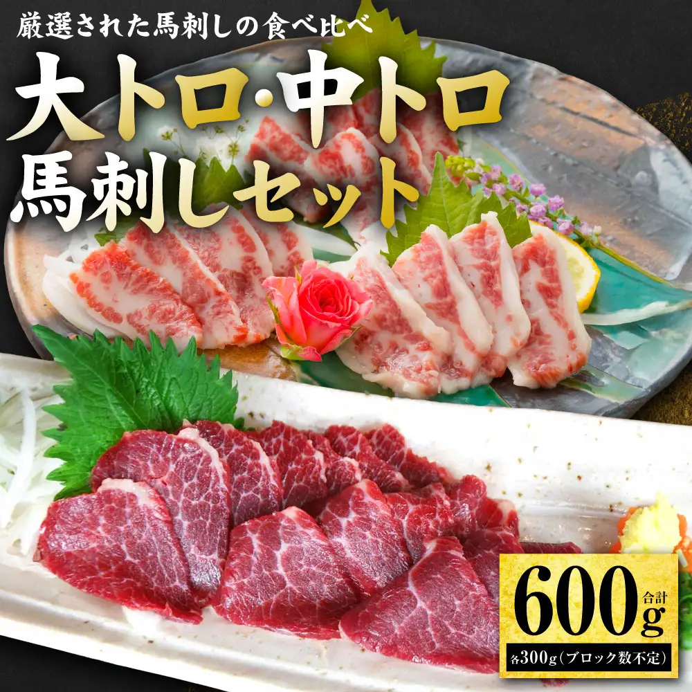 大トロ・中トロ馬刺しのセット 600g (各300g) 馬さし お肉 馬肉 刺身 刺し身 馬刺し 馬刺しブロック 霜降り おかず おつまみ 熊本県 八代市