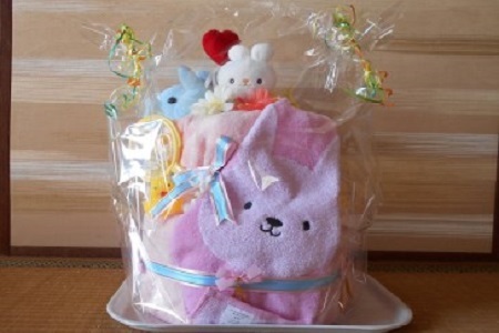 オムツケーキ　Mサイズ【直径：約20cm~35cm、高さ：約40cm】（ピンク）（015_5003）