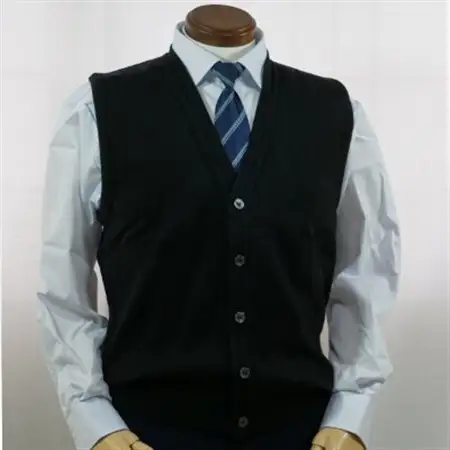 無地 メンズニット オープンベスト クロ LL寸 15220_装飾品・工芸品 男性・メンズ 洋服 _【1219029】