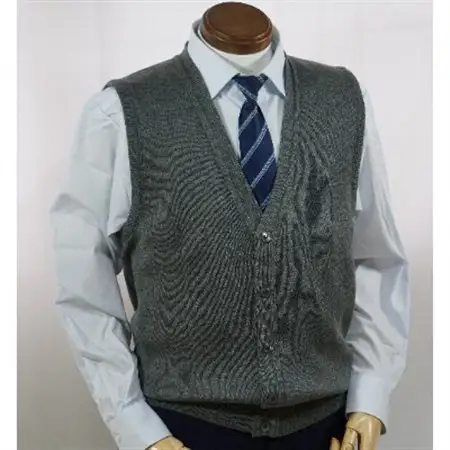 無地 メンズニット オープンベスト グレー M寸 15220_装飾品・工芸品 男性・メンズ 洋服 _【1219032】