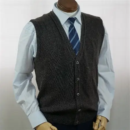 無地 メンズニット オープンベスト チャコール L寸 15220_装飾品・工芸品 男性・メンズ 洋服 _【1219035】