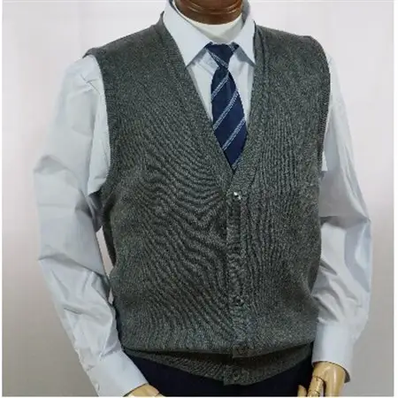無地 メンズニット オープンベスト グレー L寸 15220_装飾品・工芸品 男性・メンズ 洋服 _【1219036】